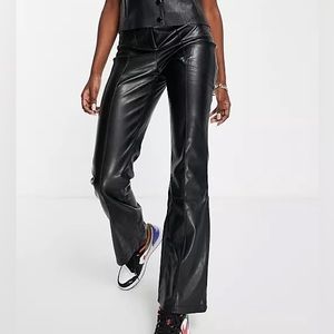 Faux Leather Kick Flare Pants